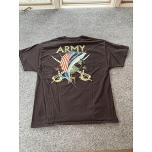 Guy Harvey Army Shirt Mens XL Black Marlin American Flag Pocket Graphic Tee